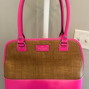 Kate Spade Pink and Tan Shoulder Bag with Dome Shape